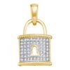 Image 1 : Diamond Key Lock Dangle Pendant 1/8 Cttw 10kt Yellow Gold