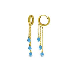 Genuine 4.8 ctw Blue Topaz Earrings 14KT Yellow Gold - REF-64A4K