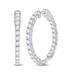 Diamond Inside-Outside Hoop Earrings 3.00 Cttw 14kt White Gold