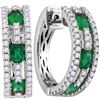 Image 1 : Oval Emerald Diamond Hoop Earrings 1-1/2 Cttw 18kt White Gold