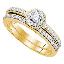 Diamond Bridal Wedding Engagement Ring Band Set 1/2 Cttw 10kt Yellow Gold
