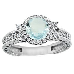 1.46 CTW Aquamarine & Diamond Ring 14K White Gold - REF-76K9W