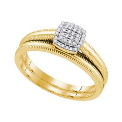 Diamond Milgrain Bridal Wedding Engagement Ring Band Set 1/10 Cttw 10kt Yellow Gold