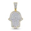 Image 1 : Mens Diamond Hamsa Hand of Fathima Charm Pendant 1-1/4 Cttw 10kt Yellow Gold