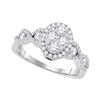 Image 1 : Diamond Oval Cluster Twist Ring 1.00 Cttw 10kt White Gold
