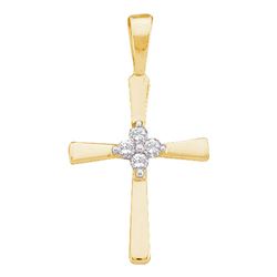 Diamond Simple Cross Religious Pendant 1/20 Cttw 10kt Yellow Gold