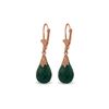 Image 1 : Genuine 8 ctw Created Green Sapphire Earrings 14KT Rose Gold - REF-34K3V