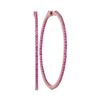 Image 1 : Round Natural Pink Sapphire Slender Hoop Earrings 3-1/2 Cttw 14kt Rose Gold