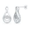 Image 1 : Diamond Moving Twinkle Cluster Teardrop Stud Earrings 1/20 Cttw 10kt White Gold