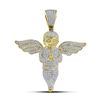 Image 1 : Mens Diamond Angel Charm Pendant 1-1/2 Cttw 10kt Yellow Gold