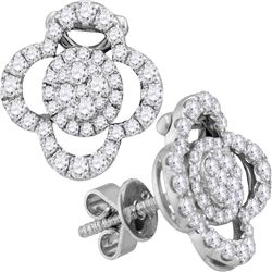 Diamond Quatrefoil Convertible Dangle Jacket Earrings 5/8 Cttw 18kt White Gold