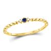 Image 1 : Round Blue Sapphire Diamond Stackable Band Ring .03 Cttw 10kt Yellow Gold