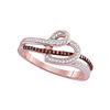 Image 1 : Round Red Color Enhanced Diamond Heart Ring 1/5 Cttw 10kt Rose Gold