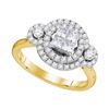 Image 1 : Diamond Circle Frame Cluster Bridal Wedding Engagement Ring 3/4 Cttw 14kt Yellow Gold