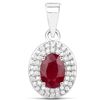 Image 1 : 1.08 ctw Ruby & White Diamond Pendant 14K White Gold - REF-37N2A