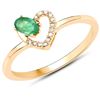 Image 1 : 0.23 ctw Zambian Emerald & Diamond Ring 14K Yellow Gold - REF-23M2F