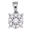 Image 1 : Diamond Flower Cluster Pendant 1/4 Cttw 14kt White Gold