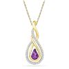 Image 1 : Pear Lab-Created Amethyst Diamond Teardrop Pendant 1/2 Cttw 10kt Yellow Gold