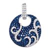 Image 1 : Round Blue Color Enhanced Diamond Curl Stripe Circle Pendant 1/2 Cttw 10kt White Gold