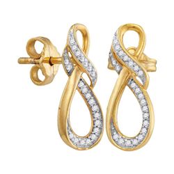 Diamond Infinity Screwback Earrings 1/6 Cttw 10kt Yellow Gold