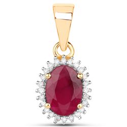 1.06 ctw Ruby & White Diamond Pendant 14K Yellow Gold - REF-38F2W