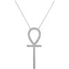 Image 1 : Diamond Ankh Cross Religious Pendant Necklace with 18" Chain 1/4 Cttw 10kt White Gold