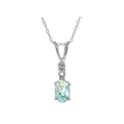 Genuine 0.46 ctw Aquamarine & Diamond Necklace 14KT White Gold - REF-22T7A