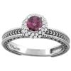 Image 1 : 0.85 CTW Rhodolite & Diamond Ring 14K White Gold - REF-53K6W