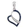 Image 1 : Round Blue Color Enhanced Diamond Heart Pendant 1/8 Cttw 10kt White Gold