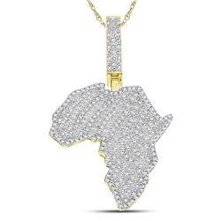 Mens Diamond Africa Continent Charm Pendant 5/8 Cttw 10kt Yellow Gold