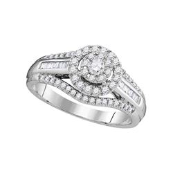Diamond Solitaire Halo Bridal Wedding Engagement Ring 1/2 Cttw 10kt White Gold