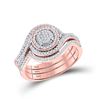 Image 1 : Diamond Circle Cluster Bridal Wedding Engagement Ring Band Set 1/3 Cttw 10kt Rose Gold