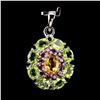 Image 1 : Natural Yellow Citrine Peridot Rhodolite Pendant