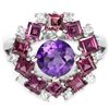 Image 1 : NATURAL AMETHYST, RHODOLITE GARNET Ring