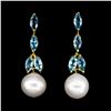 Image 1 : Natural Pearl & Topaz Earrings