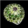 Image 1 : Natural Rhodolite Garnet Chrome Diopside Peridot Ring