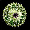 Image 2 : Natural Rhodolite Garnet Chrome Diopside Peridot Ring