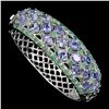 Image 1 : Natural Blue Violet Tanzanite & Emerald Bangle