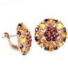 Image 2 : NATURAL AAA DARK ORANGE RED GARNET CITRINE Earrings