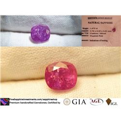 Bi-Color Hot Pink Sapphire, premium cut, GIA 1.475 ct