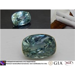 Blue-Green Sapphire unheated, premium cut GIA 1.28 ct