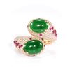 Image 1 : GIA 4.24ct Natural Type A Imperial Jadeite Jade 18K Rose / Yellow Gold Ring