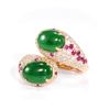 Image 4 : GIA 4.24ct Natural Type A Imperial Jadeite Jade 18K Rose / Yellow Gold Ring