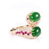 Image 9 : GIA 4.24ct Natural Type A Imperial Jadeite Jade 18K Rose / Yellow Gold Ring