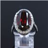 Image 1 : 9.91CT Natural Malaya Garnet 14k white gold ring