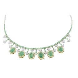 GIA Certified 18.15ct Natural Emerald 14K and 18K W/Y Gold Necklace