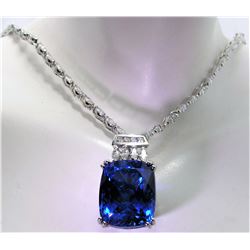 38.19ct Tanzanite 18K White Gold Pendant