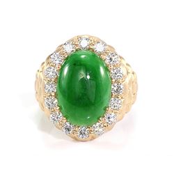 GIA 6.10ct Type A Imperial Jadeite Jade 18K Yellow Gold Ring