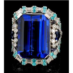 19.23ct Tanzanite & 1.21ct Diamond  Platinum Ring