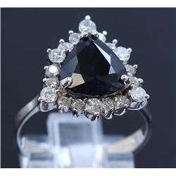 GIA 4.00ct Blue Sapphire 18K White Gold Ring